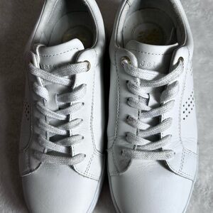 Jatarea White Leather Women's Lace Up Sporty Walking Sneakers Size 6.5